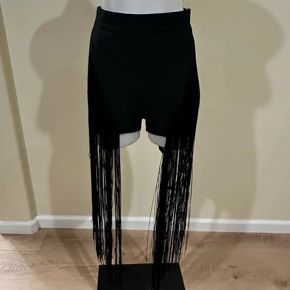 Rehab Lab black high waisted fringe festival Coachella shorts - Picture 5 of 13